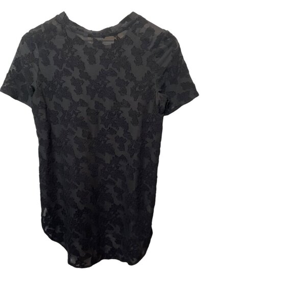 Wilfred Floral Velvet Hi-Low T-Shirt Blouse - Black - Size XS - Picture 3 of 3